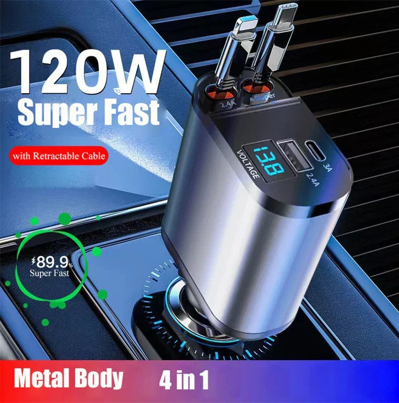 Încărcător auto rapid cu port USB dublu inteligent 4 în 1