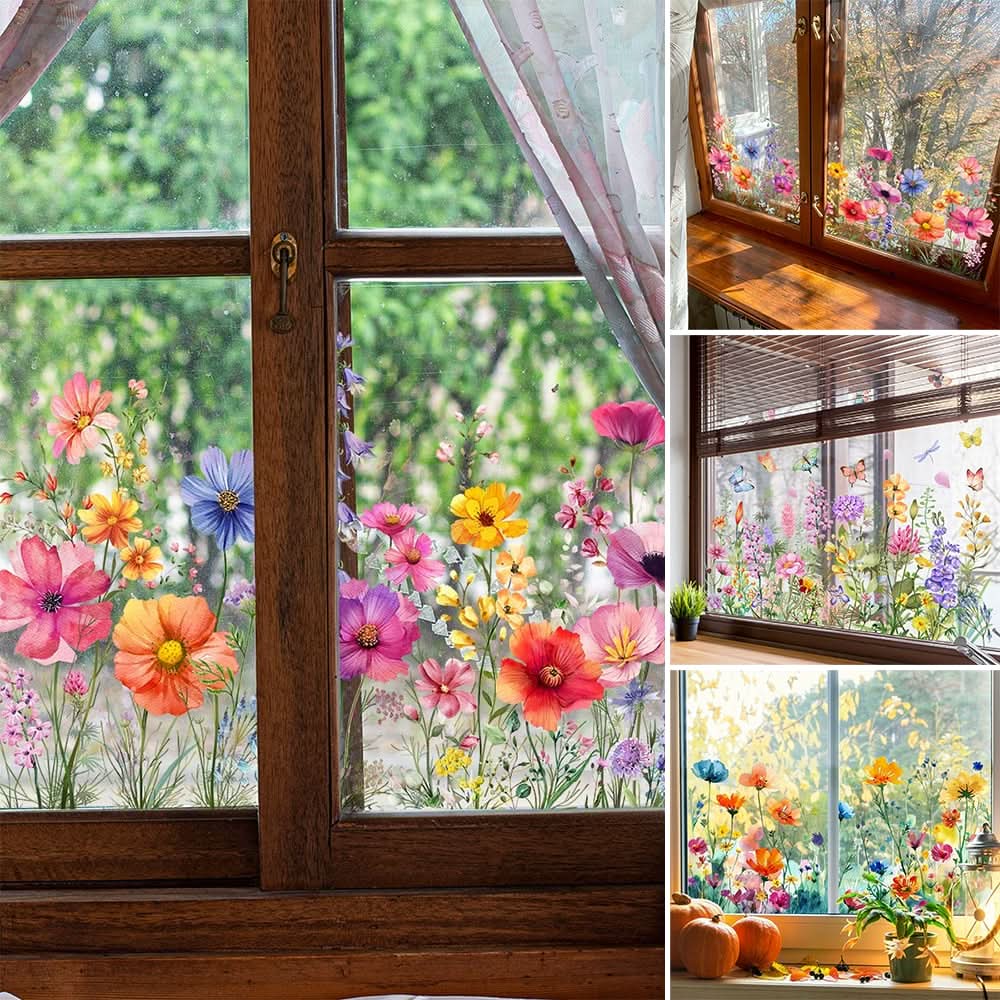 Klistremerker med blomster for vinduer 