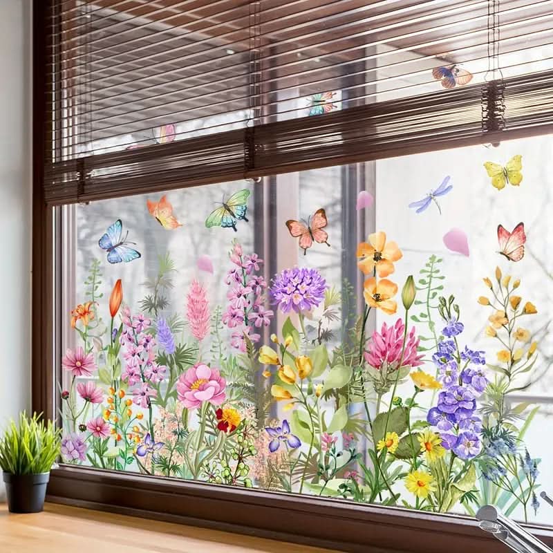 Klistremerker med blomster for vinduer 