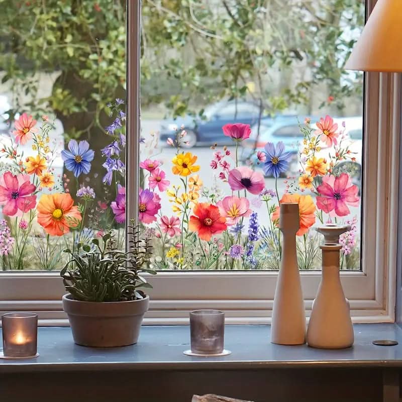 Klistremerker med blomster for vinduer 