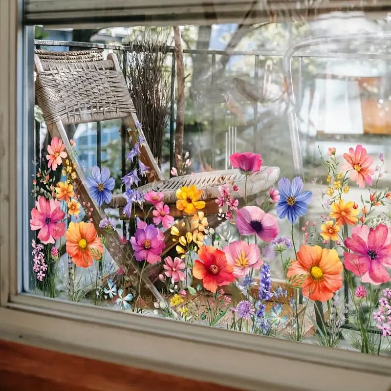 Klistremerker med blomster for vinduer 