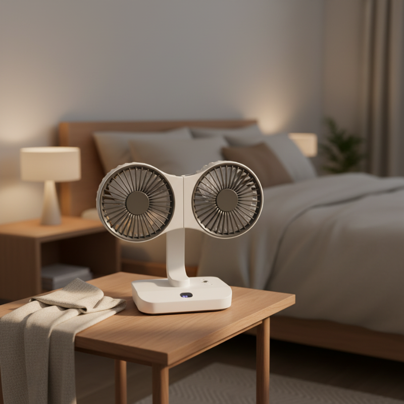 Ventilateur Double Tête Rechargeable Et Orientable