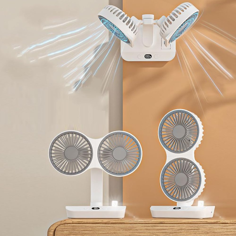 Ventilateur Double Tête Rechargeable Et Orientable