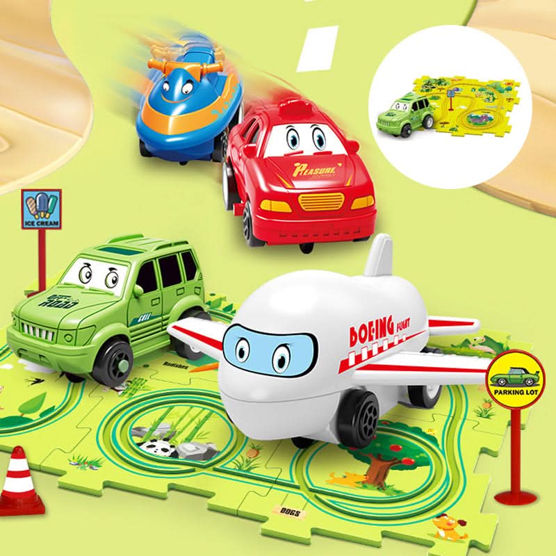 Circuit-puzzle educativo con vehículos eléctricos 