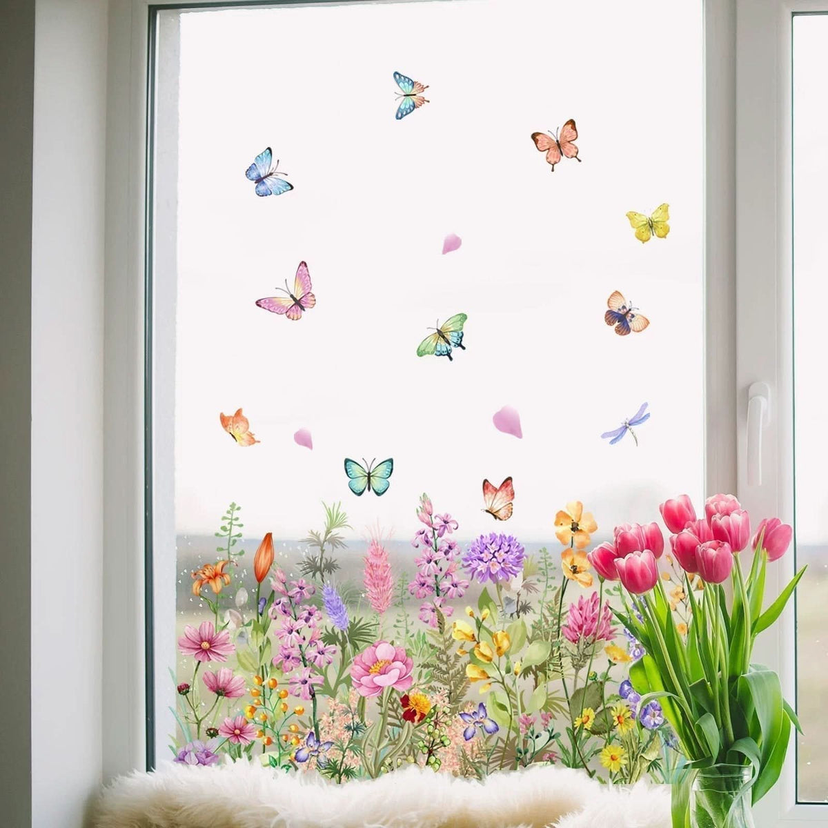 Klistremerker med blomster for vinduer 