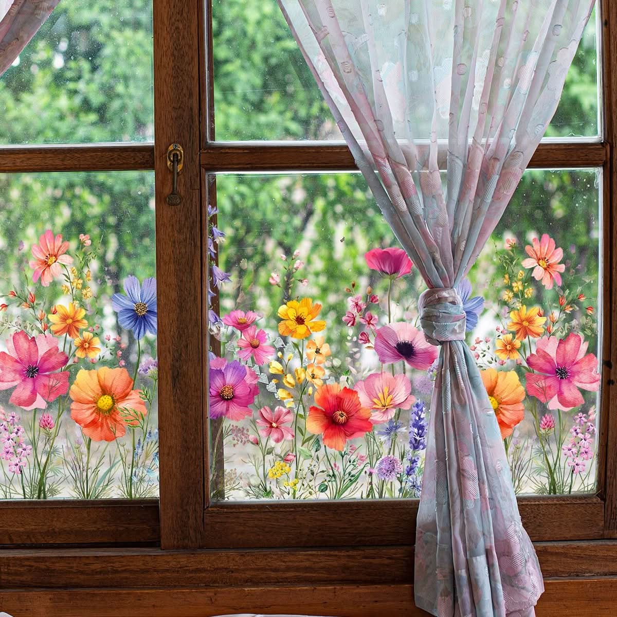 Klistremerker med blomster for vinduer 